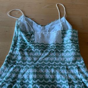 Beautiful white & apple green all-over lace dress